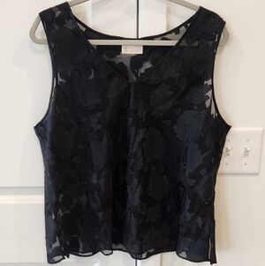 Women's Black Floral Sheer V-Neck Camisole